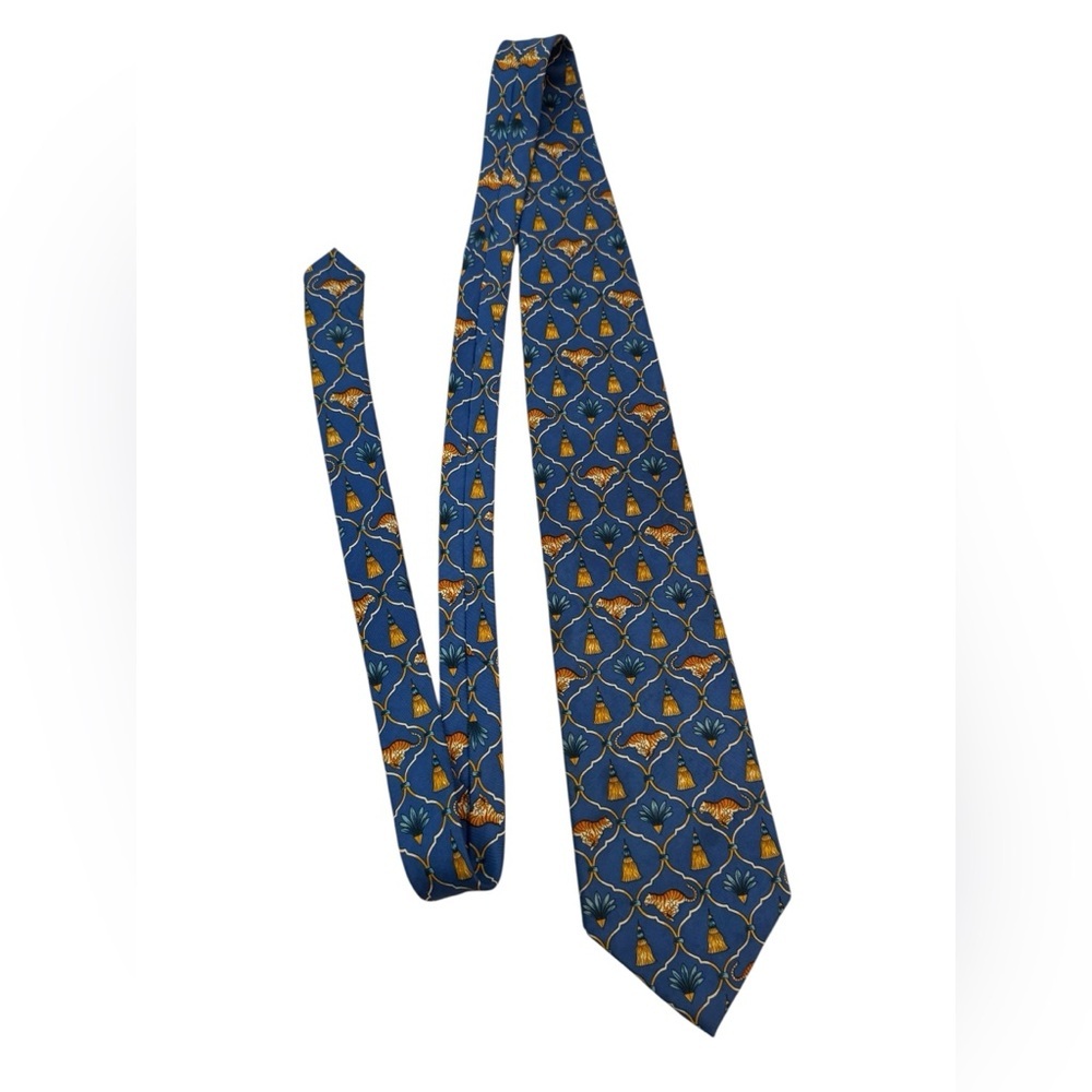 Ralph Lauren Silk Necktie Tiger Tassel Italian Made in USA
